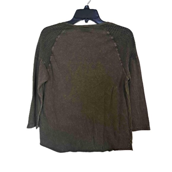 Project Social T Gray Mesh Shoulder Rounded Neckline Top - Picture 6 of 6